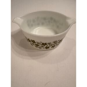 Vintage Pyrex 474-B Casserole Dish Spring Blossom White Green 1.5qt